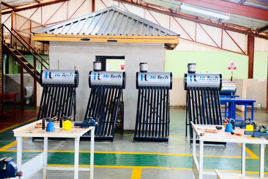 Solar Geyser panels pictured at Letaba TVET College, plumbing workshop
