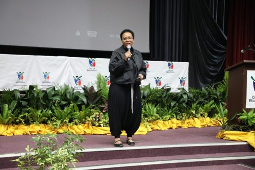 Meriam Malebo at the Work Readiness Programme and Exhibition.