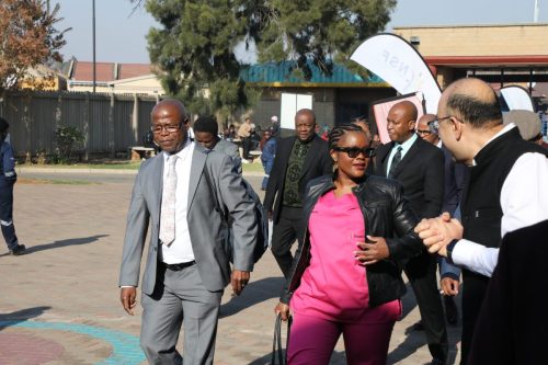 Former Minister Dr Nobuhle Nkabane being welcomed by Higher Health CEO Professor Ramneek Ahluwalia