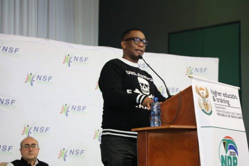 Portfolio Committee Chairperson Tebogo Leseia speaking on NFSAS