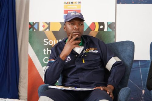 NSF beneficiary Njabulo Mabaso at Majubat TVET in Newcastle. 