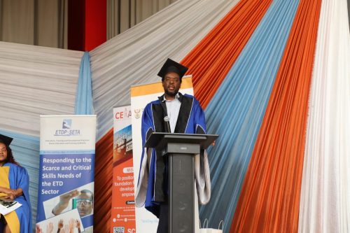 NSF Skills Development Implementation (LP, MP, NC & WC) regional Project manager at a graduation ceremony.