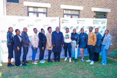 President Cyril Ramaphosa with Jobs Boost learners.