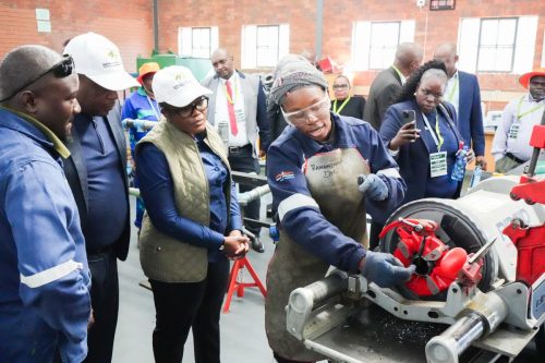 Minister Nkabane visits Mechanical Workshop at Mopane TVET College.