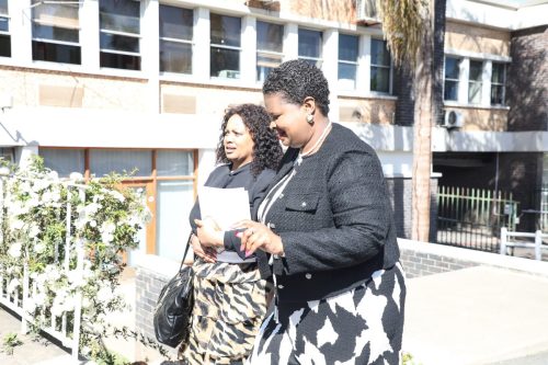 Deputy Minister being welcomed by Deputy Mayor of Oudtshoorn 