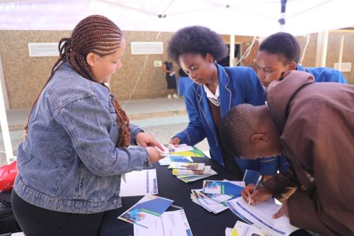 Learners at the NSF exhibition stall at Westcol TVET College