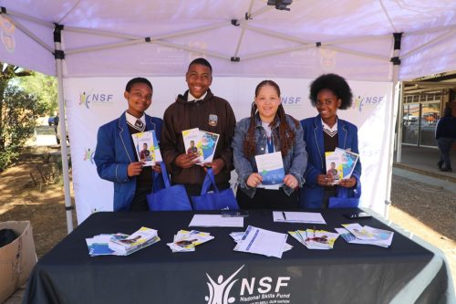 Learners at the NSF exhibition stall at Westcol TVET College
