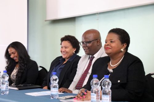 NSF ACEO, Executive Mayor Bitou Local Municipality, Deputy Mayor Oudtshoorn and Deputy Mayor. NSF ACEO Melissa Erra, Executive Mayor of Bitou Local Municipality Jessica Kamkam, Deputy Mayor of Oudtshoorn Mziwoxolo Tyatya and Deputy Minister Dr Mimmy Gondwe. 