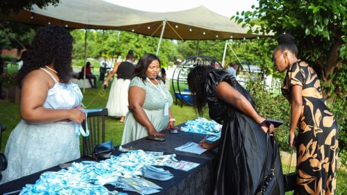 NSF officials, Vanessa Malewa and Cythia Modiba at the registration table.