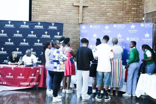 High school learners at the exhibition hall