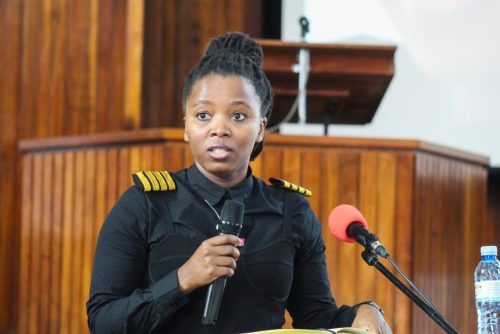 Captain, Thembela Taboshe at the career day in Pretoria