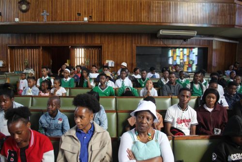 Learners and students gathered at the Methodist church in Pretoria.
